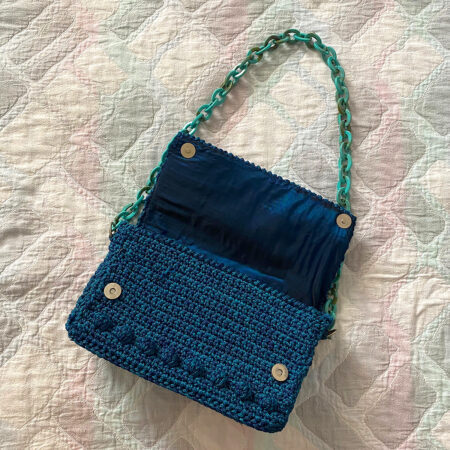 Πετρόλ πλεκτή τσάντα