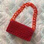 Κοραλλί πλεκτή τσάντα
