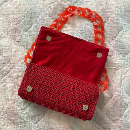 Κοραλλί πλεκτή τσάντα