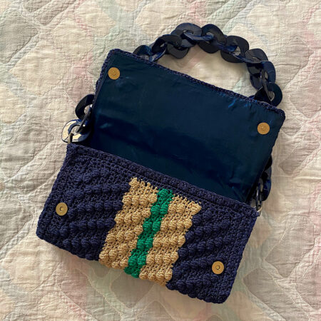 Τρίχρωμη πλεκτή τσάντα