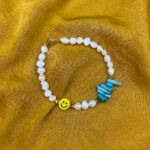 Μαργαριταρένιο βραχιόλι ποδιού με χρωματιστό κοράλλι